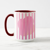 Red Stripe Simple Two-Tone Mug with Pink Floral