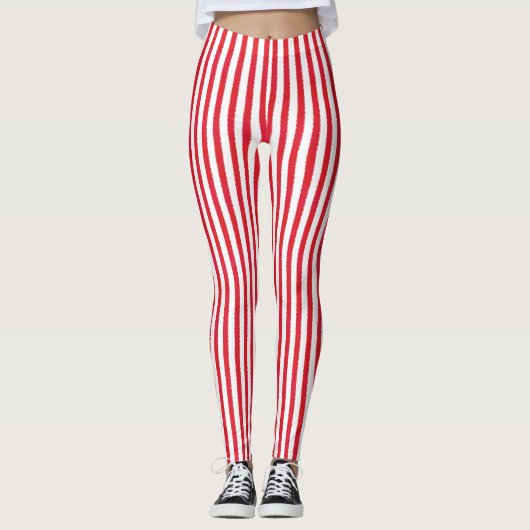 Red Stripe-Waterverf Leggings (Voorkant)