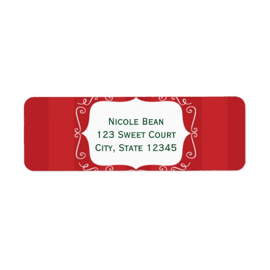 Red Stripe Whimsical-Lijst - kerstlabel Etiket (Voorkant)