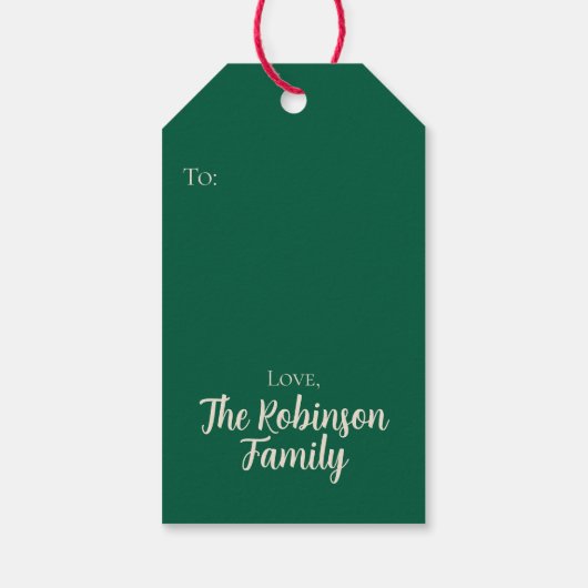 Red Striped Bow Custom Merry Christmas Cadeaulabel (Achterkant)