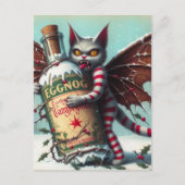 Red Striped Christmas Vampire Fairy Kat Briefkaart (Voorkant)