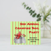 Red Striped Crawfish Boil Party Aangepast jaar Kaart (Staand voorkant)