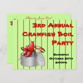 Red Striped Crawfish Boil Party Aangepast jaar Kaart (Voorkant / Achterkant)