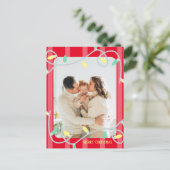 Red Striped Family-fotokerstkaart Aankondigingskaart (Staand voorkant)