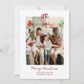 Red Striped Family-fotokerstkaart Kaart (Voorkant)