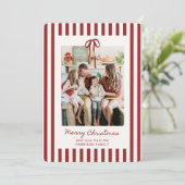 Red Striped Family-fotokerstkaart Kaart (Staand voorkant)