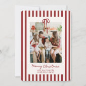 Red Striped Family-fotokerstkaart Kaart (Voorkant)