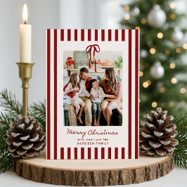 Red Striped Family-fotokerstkaart Kaart