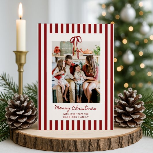 Red Striped Family-fotokerstkaart Kaart