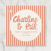 Red Striped Handwriting Retro Wedding Dank je Bedankjes Labels (Voorkant)