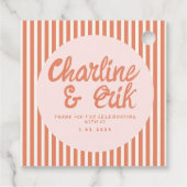 Red Striped Handwriting Retro Wedding Dank je Fa Bedankjes Labels (Achterkant)