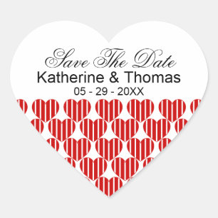 Red Striped Hearts sparen de Stickers van de Datum
