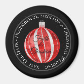 Red Striped kerstversiering/Save the Date Magneet (Voorkant)