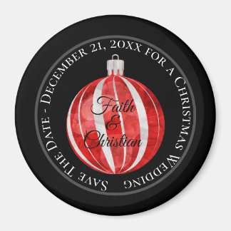 Red Striped kerstversiering/Save the Date Magneet