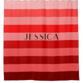 Red Striped Pattern Persoonlijke naam Douchegordijn (Voorkant)