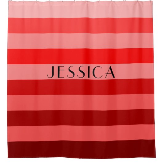 Red Striped Pattern Persoonlijke naam Douchegordijn (Voorkant)