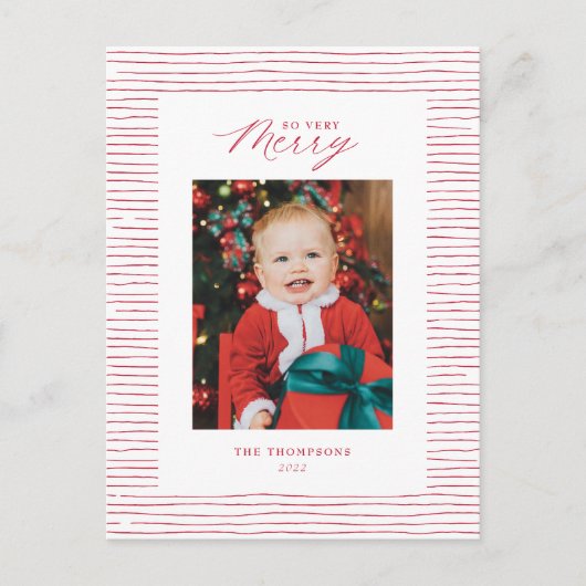 Red Striped so Zeer prettig Briefkaart met kerstmi (Voorkant)