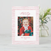 Red Striped so Zeer prettige kerstkaart Kaart (Staand voorkant)