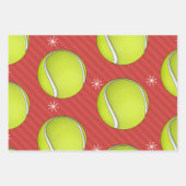 Red Striped Tennis kerstballen & Snowflakes Inpakpapier Vel (Voorkant 3)