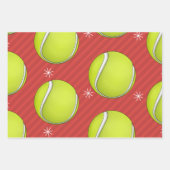 Red Striped Tennis kerstballen & Snowflakes Inpakpapier Vel (Voorkant)