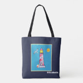 Red Striped Waterverf vuurtoren, speciaal aangepas Tote Bag (Achterkant)