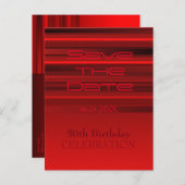 Red Stripes 50e verjaardag Save the Date Briefkaar Aankondigingskaart (Voorkant / Achterkant)