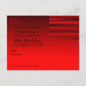 Red Stripes 50e verjaardag Save the Date Briefkaar Aankondigingskaart (Achterkant)