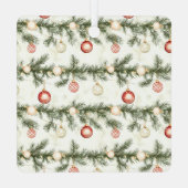 Red Stripes Bows Christmas Deer in Window Metalen Ornament (Achterkant)