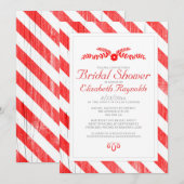 Red Stripes Bridal Shower Invitations Kaart (Voorkant / Achterkant)