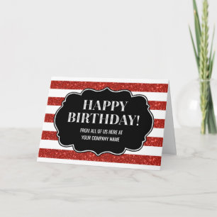 Red Stripes Business van Group Birthday Kaart