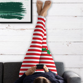 Red Stripes Candy Cane Holly Festive Kerstmis Leggings