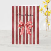 Red Stripes Christmas Bow Kaart (Gele Bloem)