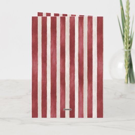 Red Stripes Christmas Santa Bag of Gifts Kaart (Achterkant)