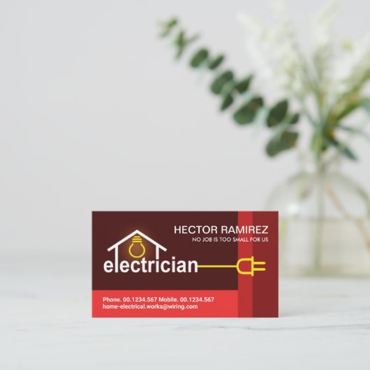 Red Stripes Electrice Bulb bedrading Visitekaartje (Staand voorkant)