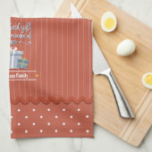 Red Stripes Family is het beste cadeau-monogram Theedoek (Quarter Fold)