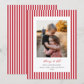 Red Stripes Glory to God Flat Photo Feestdagenkaart (Voorkant / Achterkant)