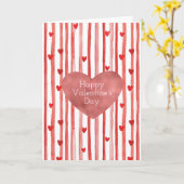 Red Stripes & Hearts Valentijnsdag Kaart (Gele Bloem)