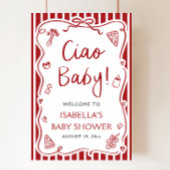 Red Stripes Italiaans Ciao Baby Baby shower Welkom Poster