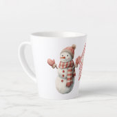 Red Stripes Jolly Christmas Snowman Latte Mok (Linkerhoek)