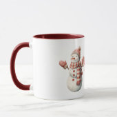 Red Stripes Jolly Christmas Snowman Mok (Links)