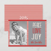 Red Stripes Kaart met kerstmis (Voorkant / Achterkant)