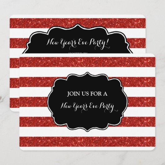 Red Stripes Nieuwjaarsfeest Uitnodiging (Voorkant / Achterkant)
