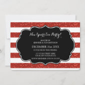 Red Stripes Nieuwjaarsfeest Uitnodiging (Achterkant)