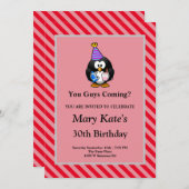 Red Stripes omhuld Funny Birthday Party Kaart (Voorkant / Achterkant)