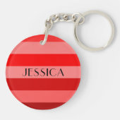 Red Stripes Patroon Gepersonaliseerde naam Sleutelhanger (Achterkant)