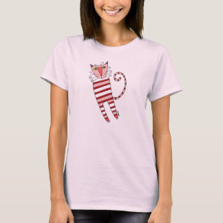 Red Stripes PJ CAT - t-shirt