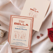 RED Stripes RETRO Bridal Shower Kaart