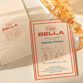 RED Stripes RETRO Bridal Shower Kaart