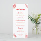 Red Stripes Retro Hand Drawn Italian Wedding Menu (Staand voorkant)
