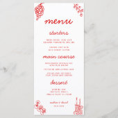 Red Stripes Retro Hand Drawn Italian Wedding Menu (Voorkant)
